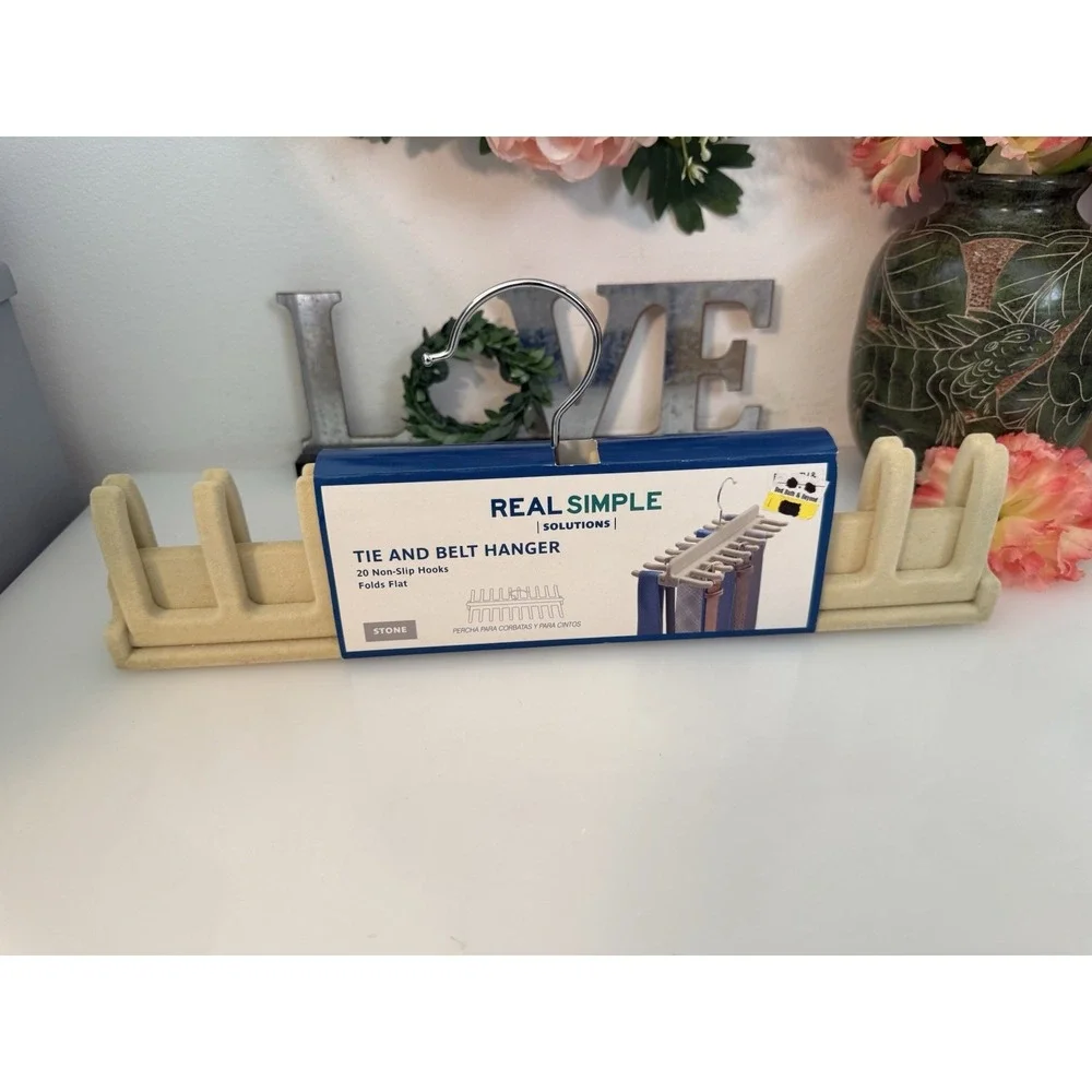 Tie and Belt Hanger 20 Non Slip Hooks Folds Flat Bed Bath and Beyond Stone Color